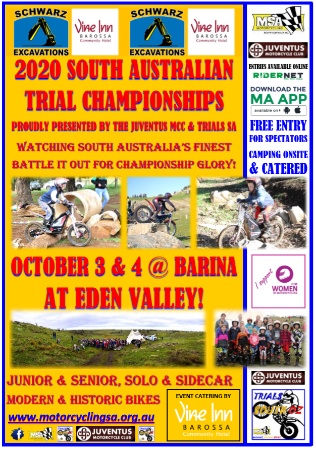 2020 SA Championships Entries open Trials Australia